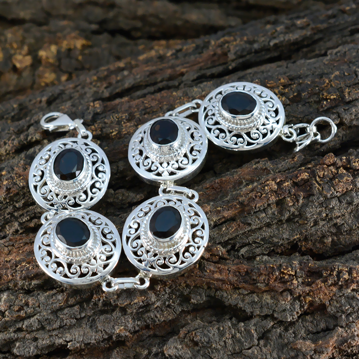 Smoky Quartz Wear Red Day Eye-catching Brown 925 Silver Links Bracelet