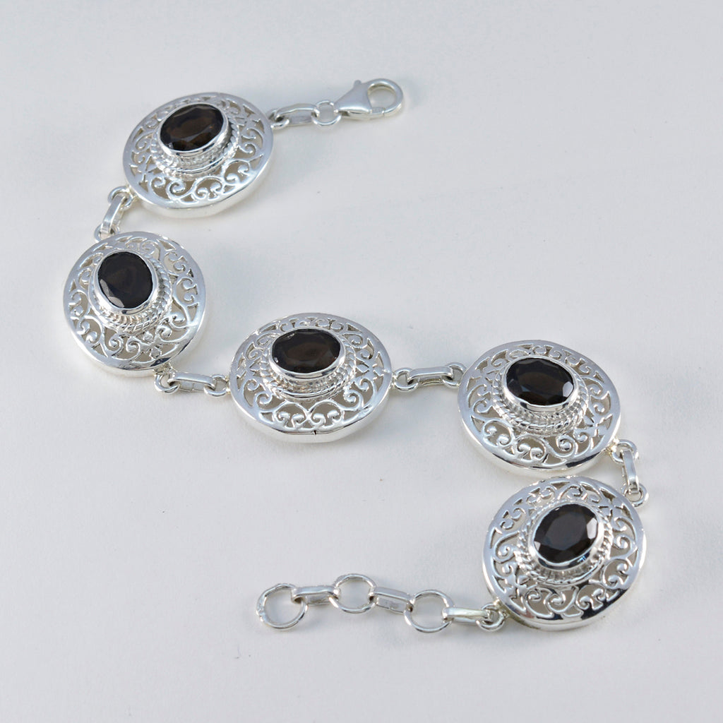 Smoky Quartz Wear Red Day Eye-catching Brown 925 Silver Links Bracelet
