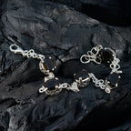 Smoky Quartz White Day Featherlight Brown Silver Links Bracelet