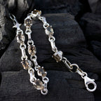 Smoky Quartz Wimbledon Starts Whisper-thin Brown Sterling Silver Links Bracelet