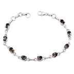 Smoky Quartz Wimbledon Starts Whisper-thin Brown Sterling Silver Links Bracelet