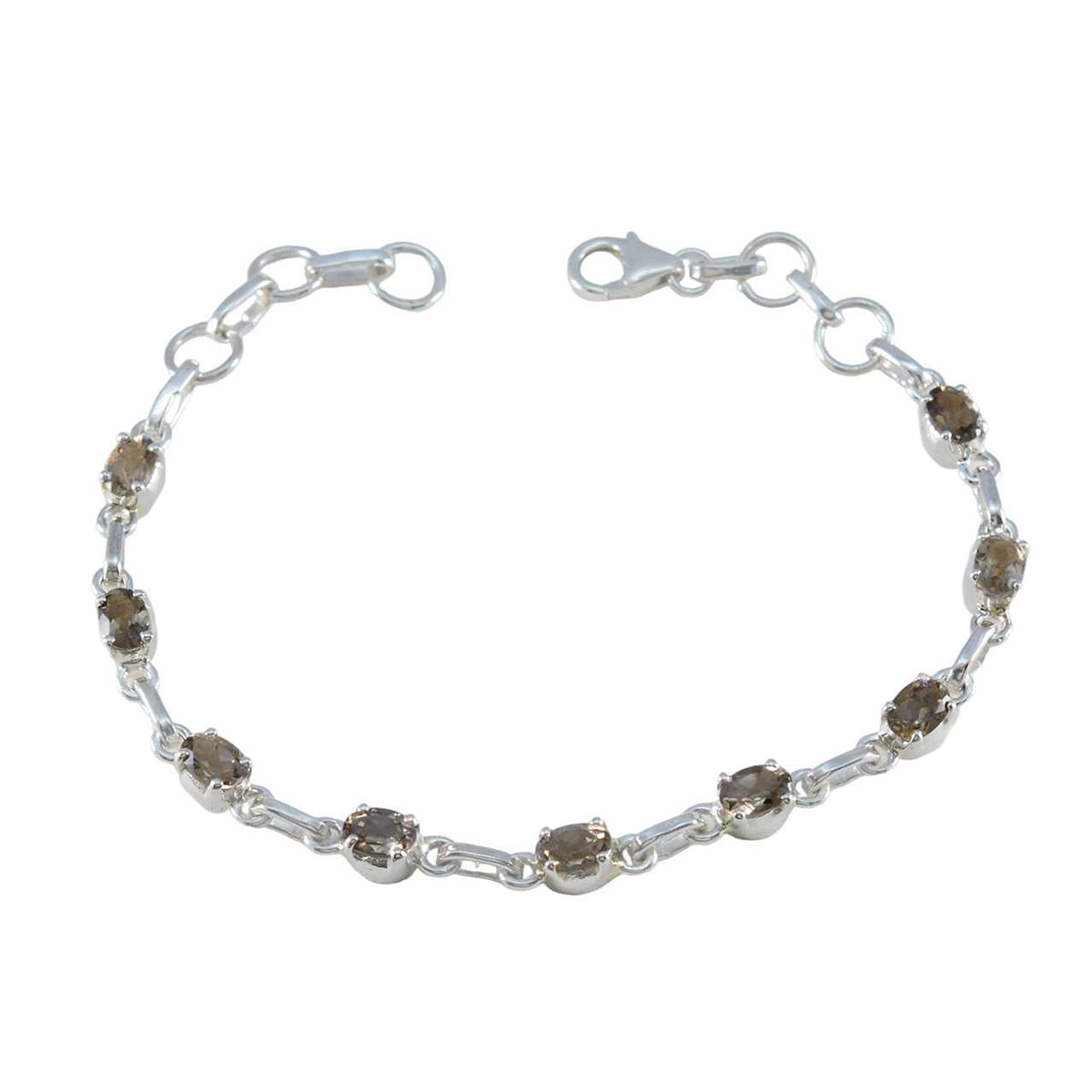 Bracelet à maillons en argent sterling marron ultra-fin avec quartz fumé Wimbledon Starts Image secondaire du produit