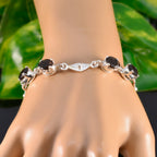 Smoky Quartz Wine Day Slim Brown 925 Silver Links Bracelet