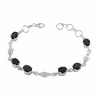 Smoky Quartz Wine Day Slim Brown 925 Silver Links Bracelet