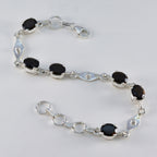 Smoky Quartz Wine Day Slim Brown 925 Silver Links Bracelet