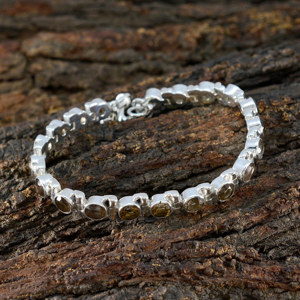 Smoky Quartz Winter Solstice Classic Brown Sterling Silver Tennis Bracelet