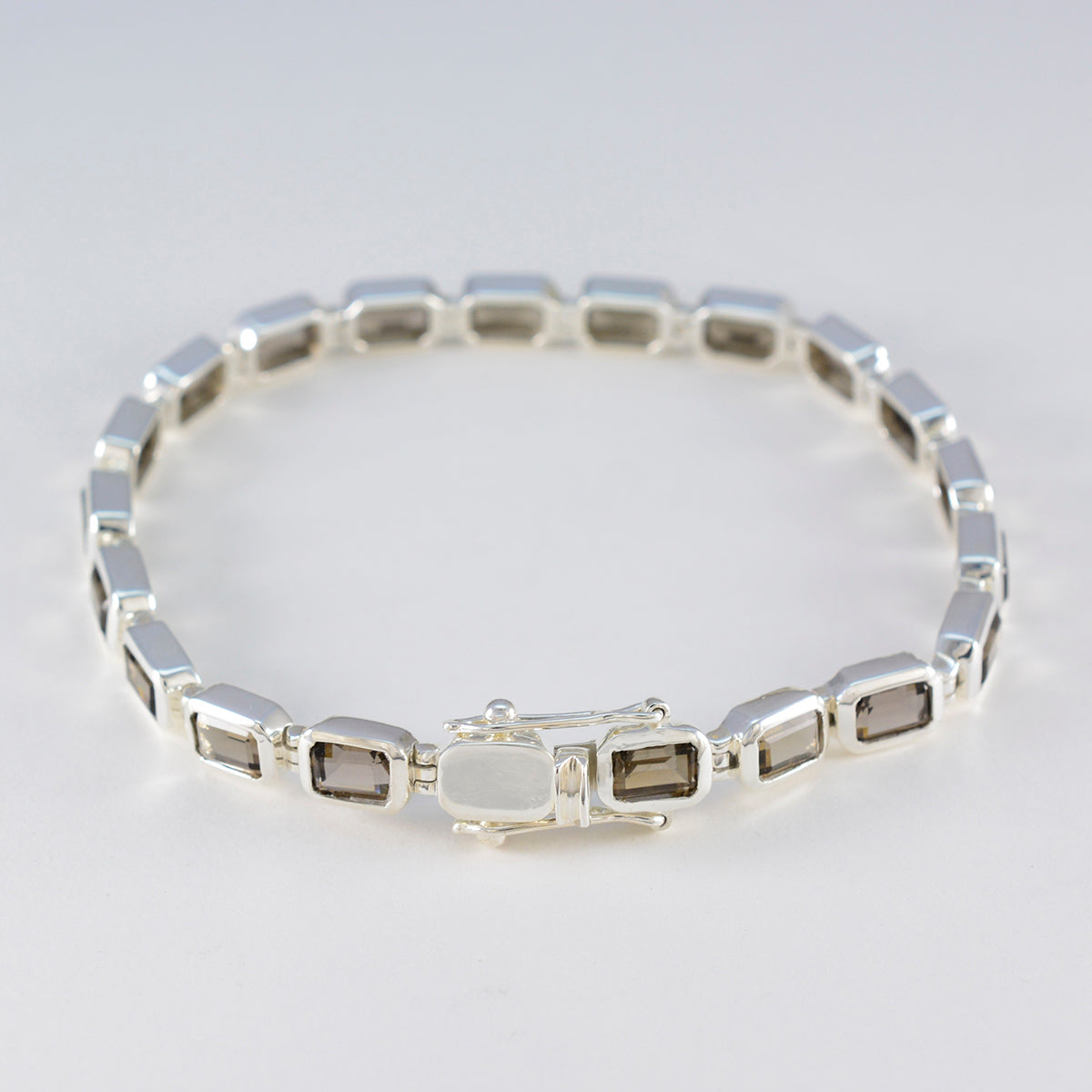 Smoky Quartz Woman’s Day Minimal Brown 925 Silver Tennis Bracelet