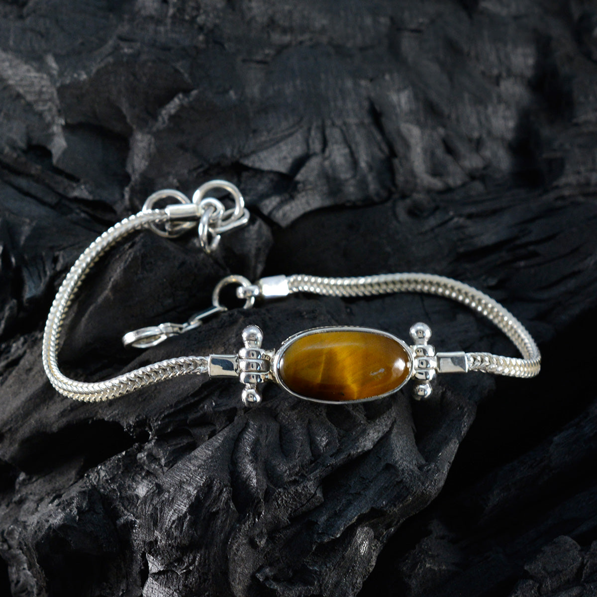 Tiger Eye Workwear Featherlight Brown Sterling Silver Chain Bracelet