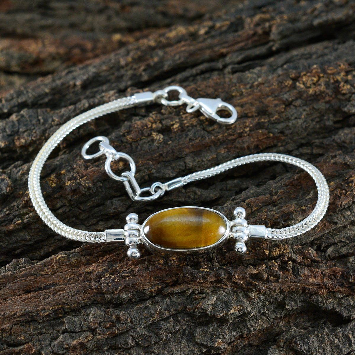 Bracciale a catena in argento sterling marrone chiaro Tiger Eye Workwear Immagine secondaria del prodotto