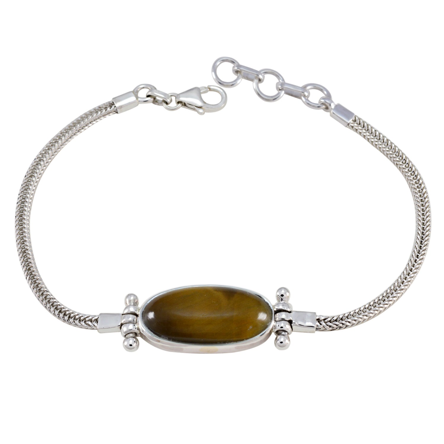 Tiger Eye Workwear Featherlight Brown Sterling Silver Chain Bracelet Immagine principale del prodotto