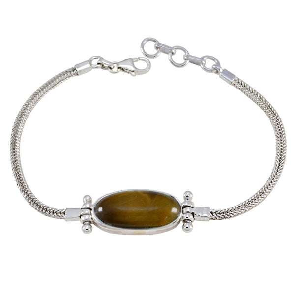 Tiger Eye Workwear Featherlight Brown Sterling Silver Chain Bracelet