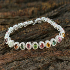 Tourmaline Animal Day Eye-catching multicolor 925 Silver Tennis Bracelet