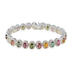 Tourmaline Animal Day Eye-catching multicolor 925 Silver Tennis Bracelet