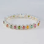Tourmaline Animal Day Eye-catching multicolor 925 Silver Tennis Bracelet