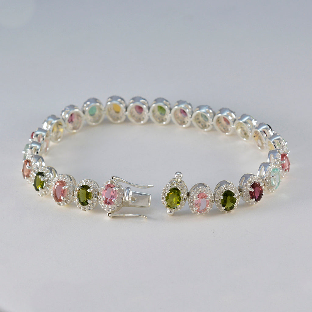 Tourmaline Animal Day Eye-catching multicolor 925 Silver Tennis Bracelet