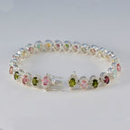 Tourmaline Animal Day Eye-catching multicolor 925 Silver Tennis Bracelet