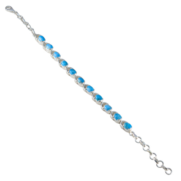 Türkises Bienentag Winziges Tennisarmband aus Sterlingsilber mit Türkis