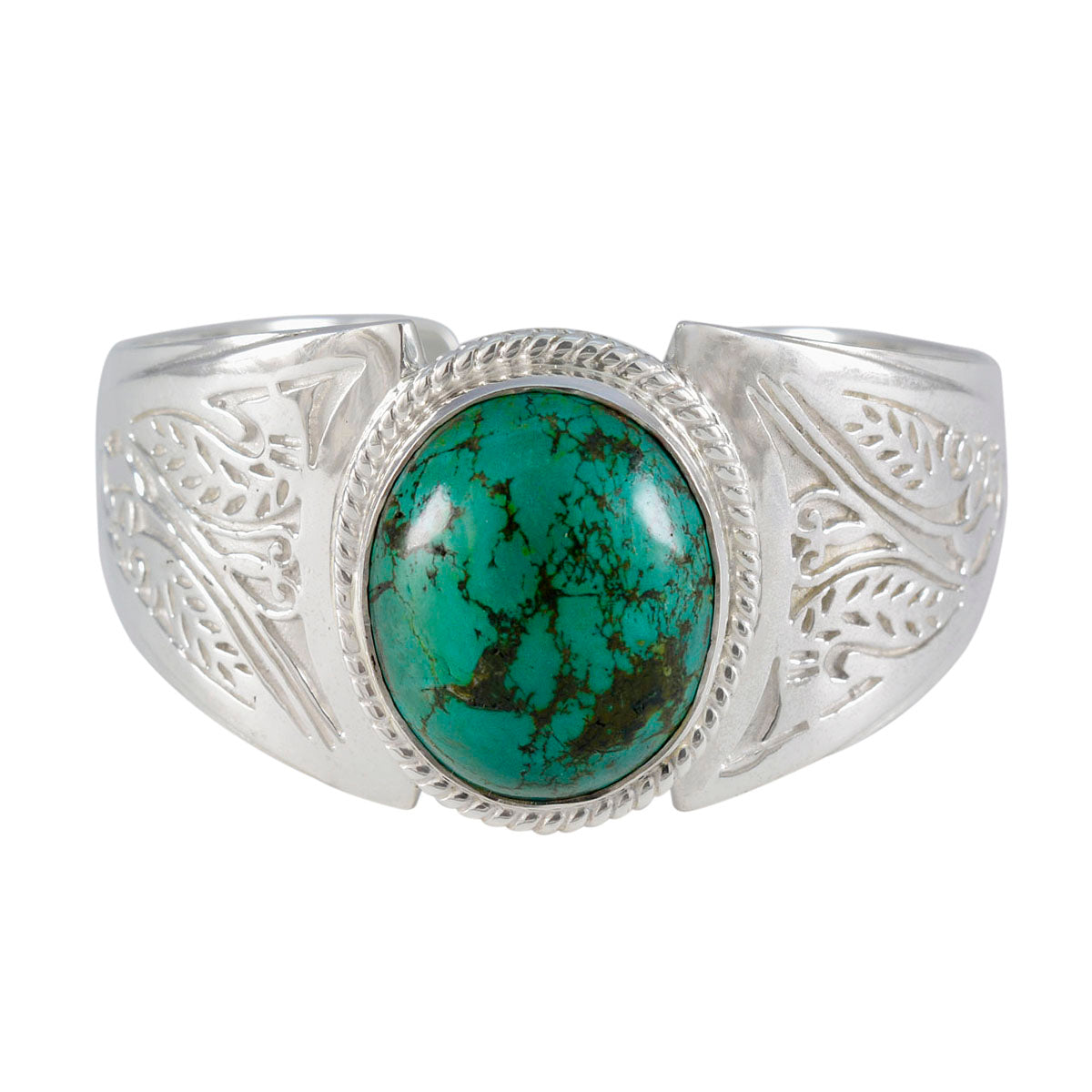 Turquoise Book Day Chunky Blue 925 Silver Cuff Bracelet Hoofdafbeelding