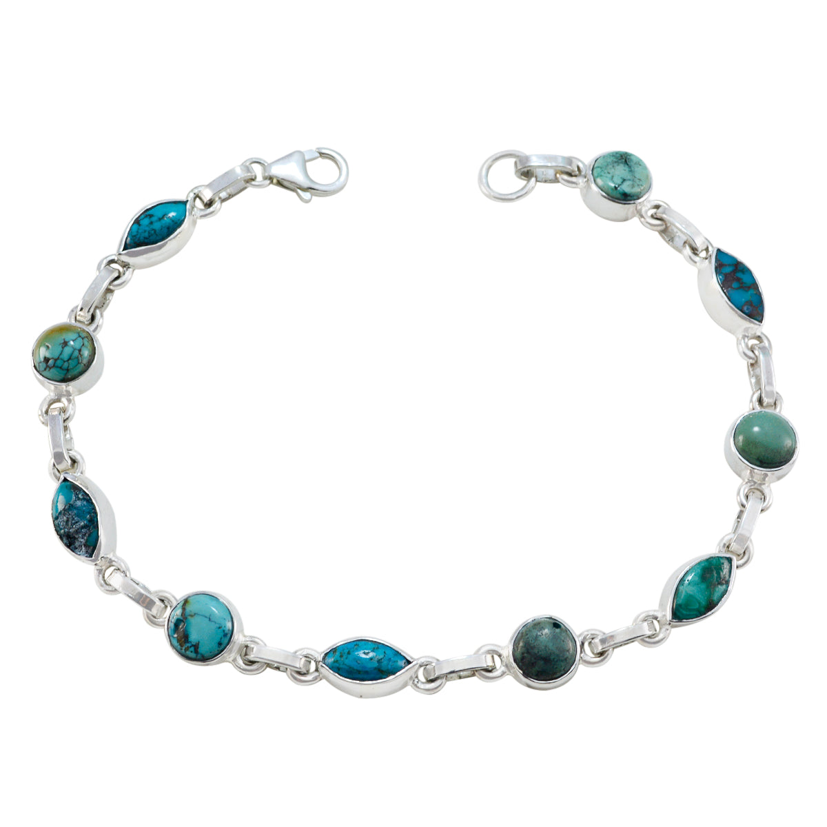 Turquoise Cancer Day Featherlight Turquoise Silver Links Bracelet