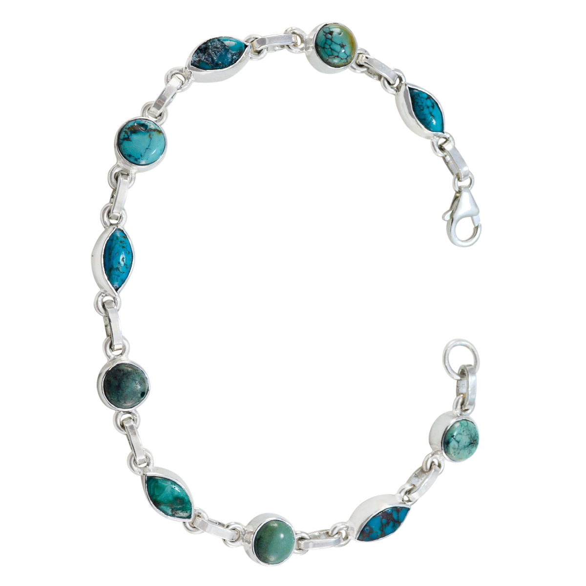 Turquoise Cancer Day Featherlight Turquoise Silver Links Bracelet