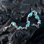 Turquoise Chocolate Day Slim Turquoise Sterling Silver Links Bracelet