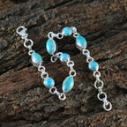 Turquoise Chocolate Day Slim Turquoise Sterling Silver Links Bracelet