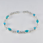 Turquoise Chocolate Day Slim Turquoise Sterling Silver Links Bracelet