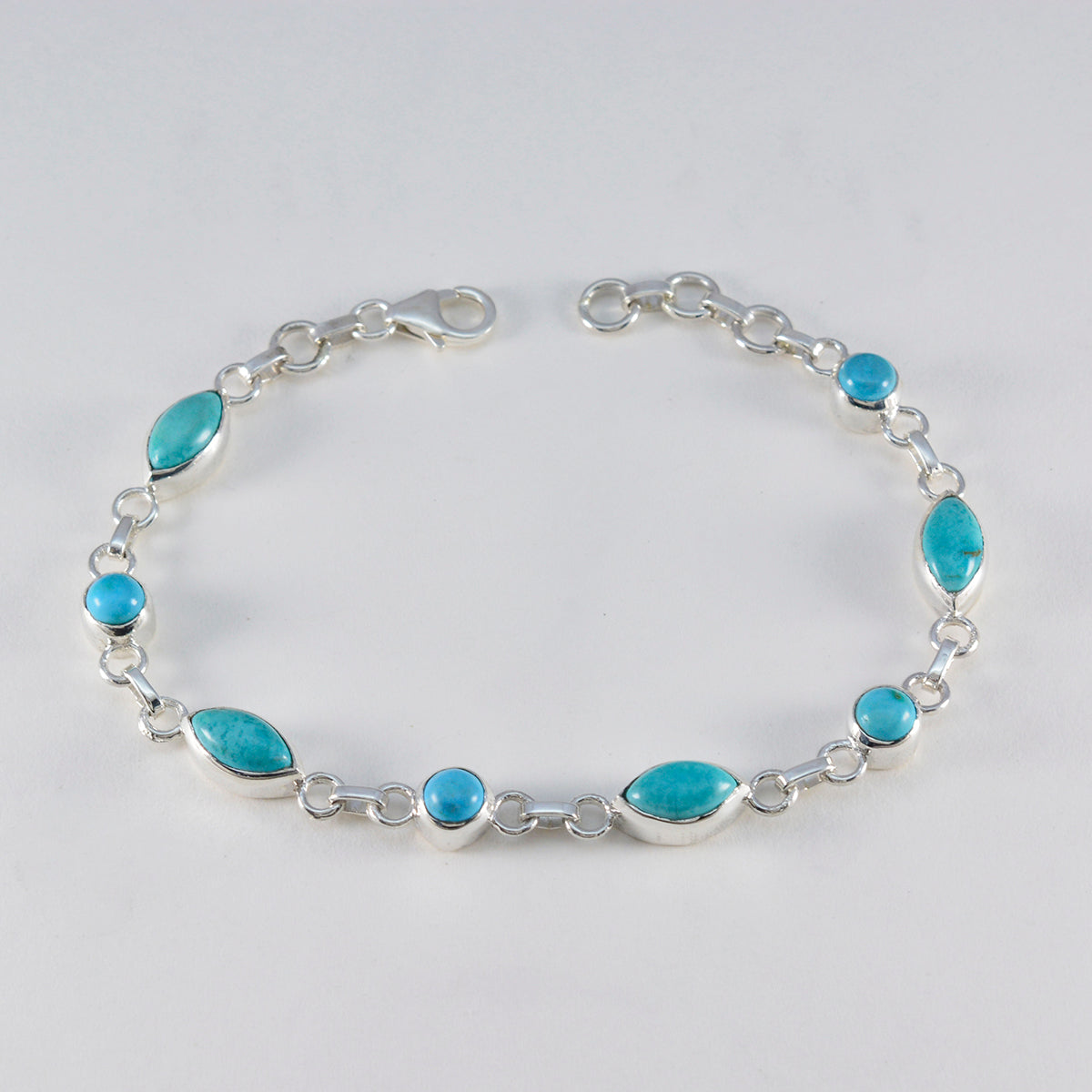 Turquoise Chocolate Day Slim Turquoise Sterling Silver Links Bracelet