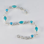 Turquoise Chocolate Day Slim Turquoise Sterling Silver Links Bracelet