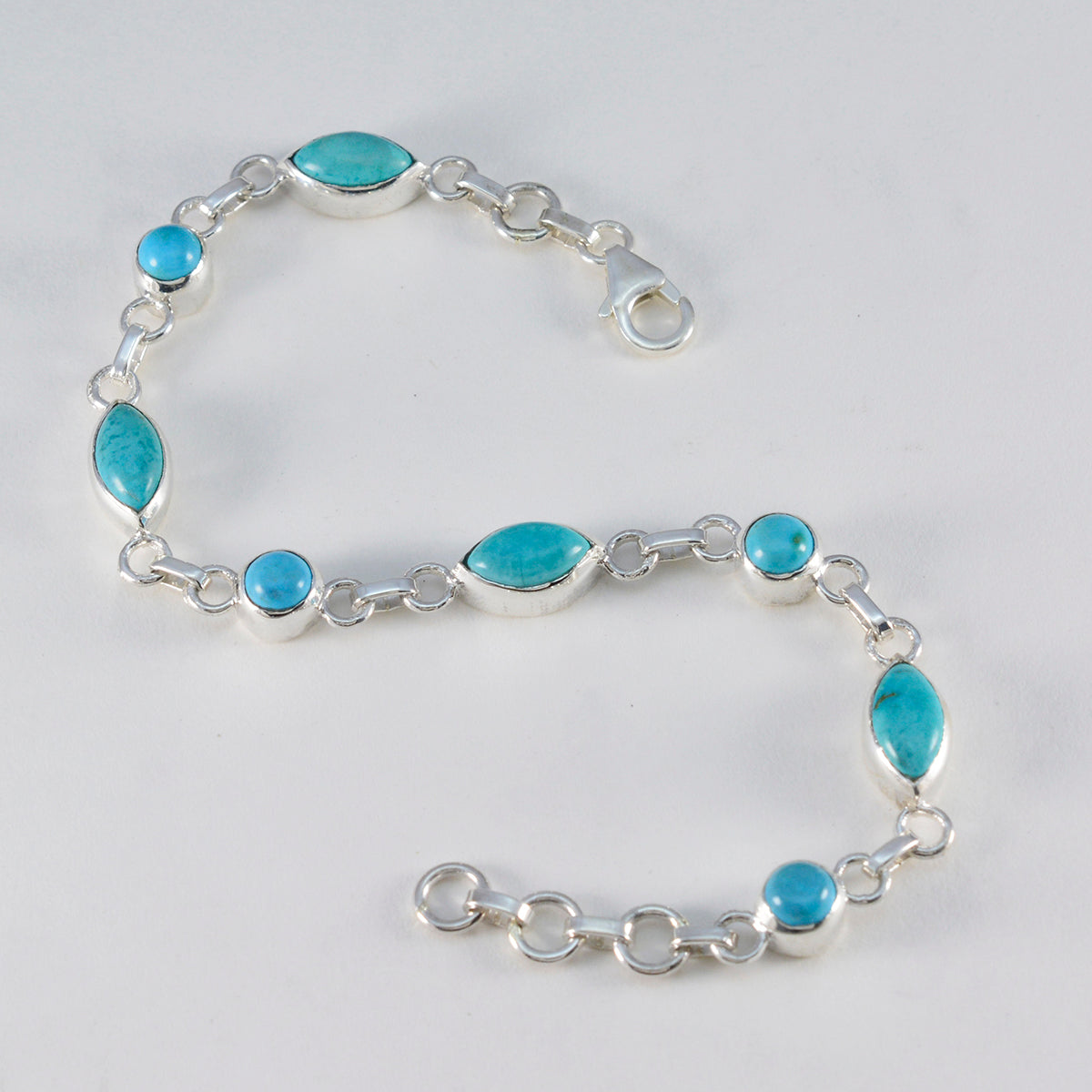 Turquoise Chocolate Day Slim Turquoise Sterling Silver Links Bracelet