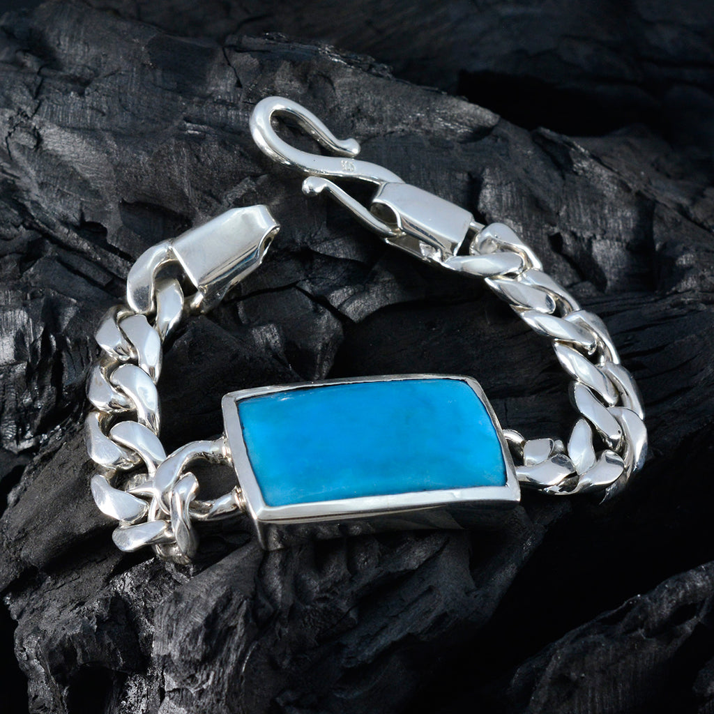 Turquoise Emoji Day Statement Turquoise Sterling Silver Chain Bracelet
