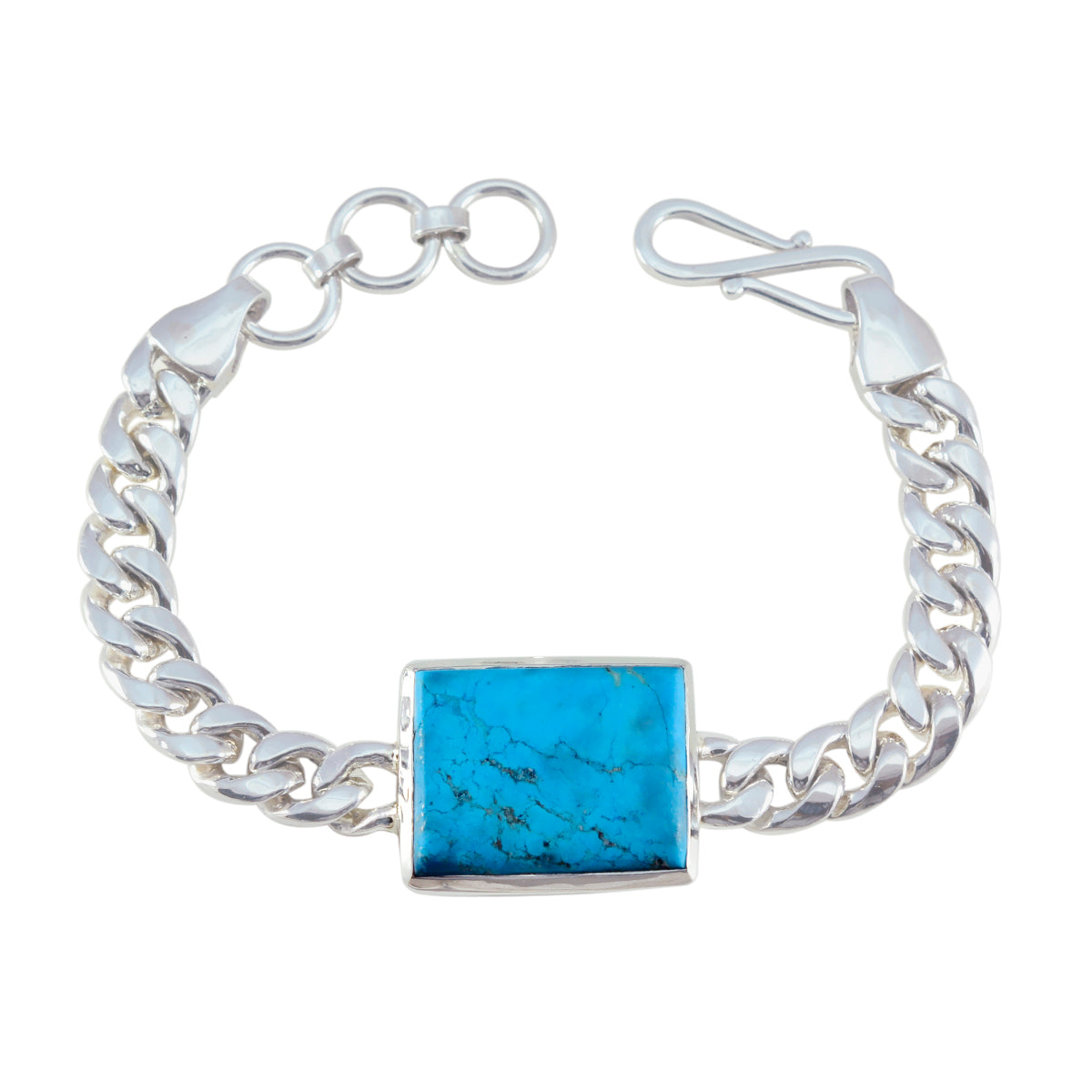 Turquoise Emoji Day Statement Turquoise Sterling Silver Chain Bracelet Hoofdafbeelding