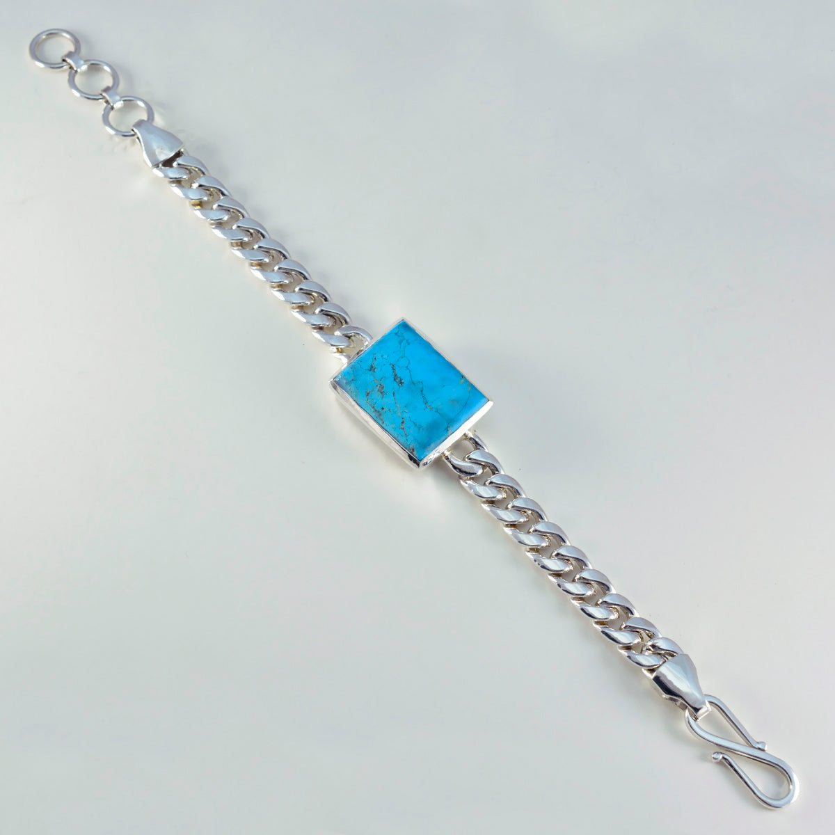 Turquoise Emoji Day Statement Turquoise Sterling Silver Chain Bracelet Secondary image
