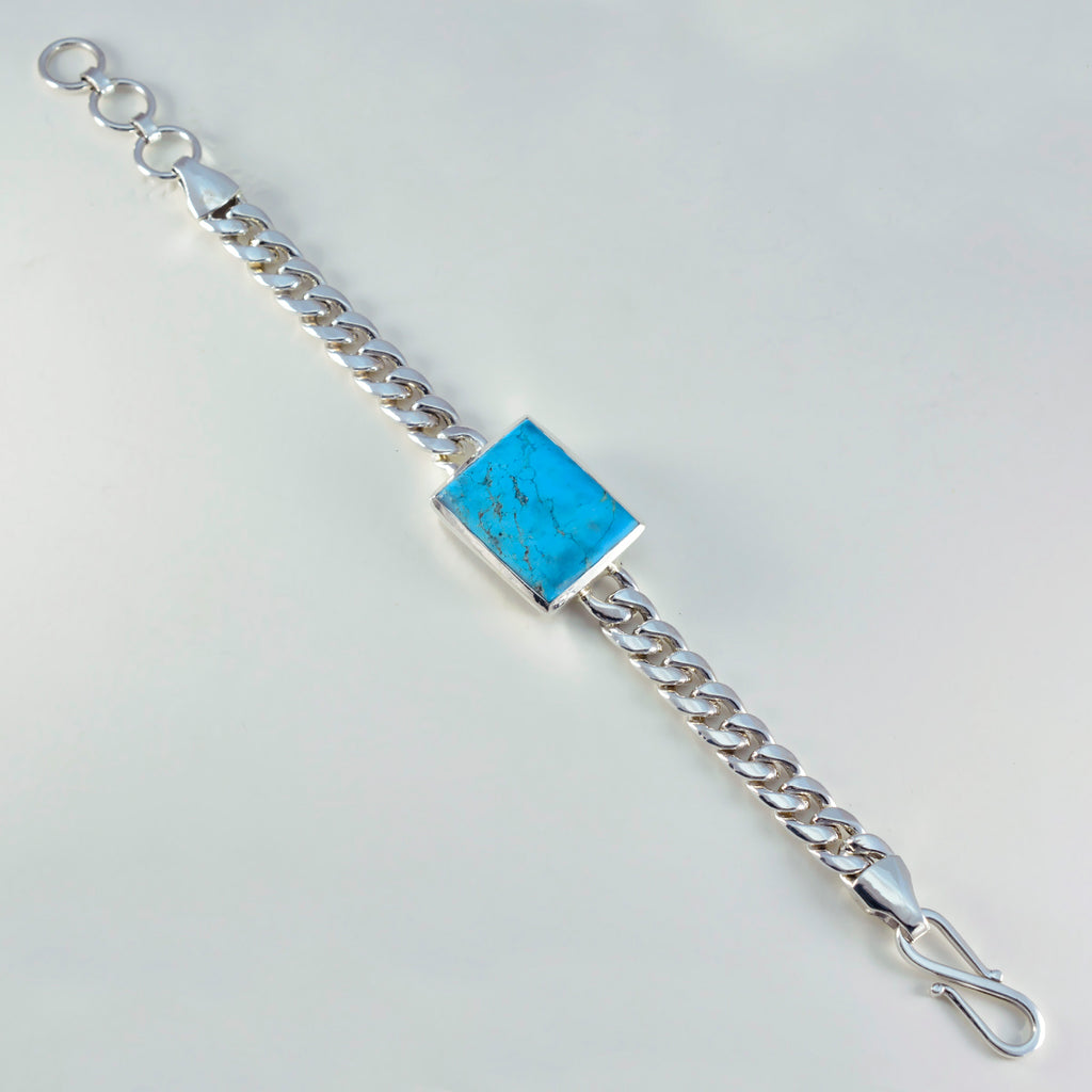 Turquoise Emoji Day Statement Turquoise Sterling Silver Chain Bracelet