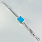 Turquoise Emoji Day Statement Turquoise Sterling Silver Chain Bracelet