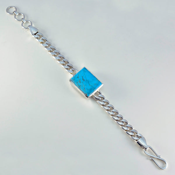 Turquoise Emoji Day Statement Turquoise Sterling Silver Chain Bracelet