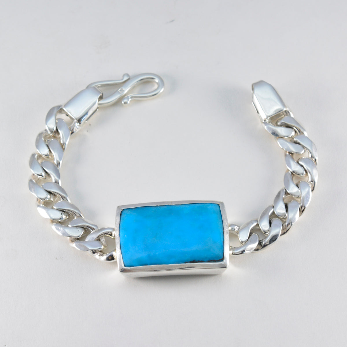 Turquoise Emoji Day Statement Turquoise Sterling Silver Chain Bracelet