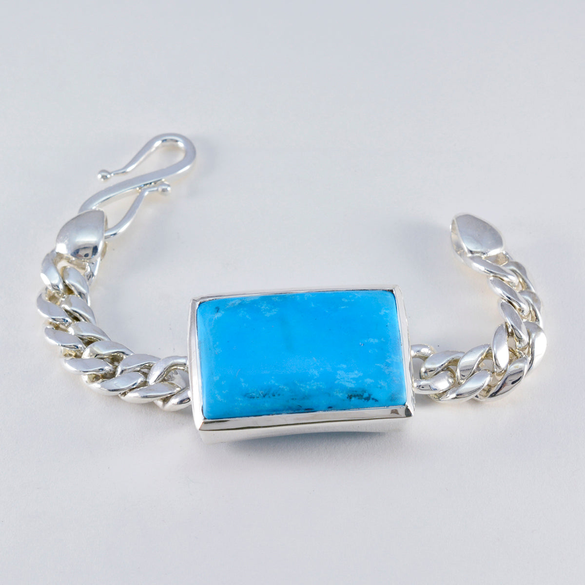 Turquoise Cocktail Day Edgy Blue Silver Chain Bracelet