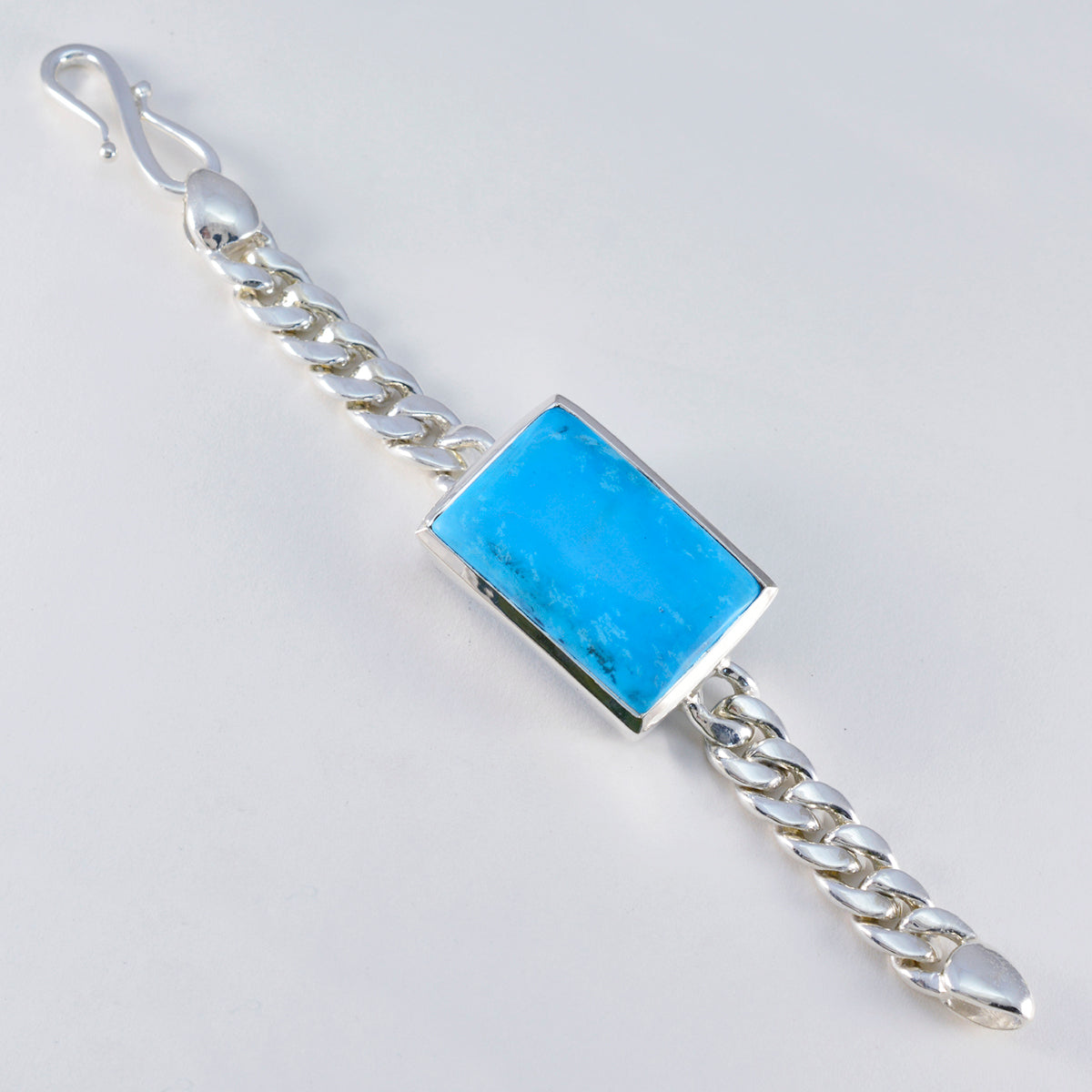 Turquoise Cocktail Day Edgy Blue Silver Chain Bracelet