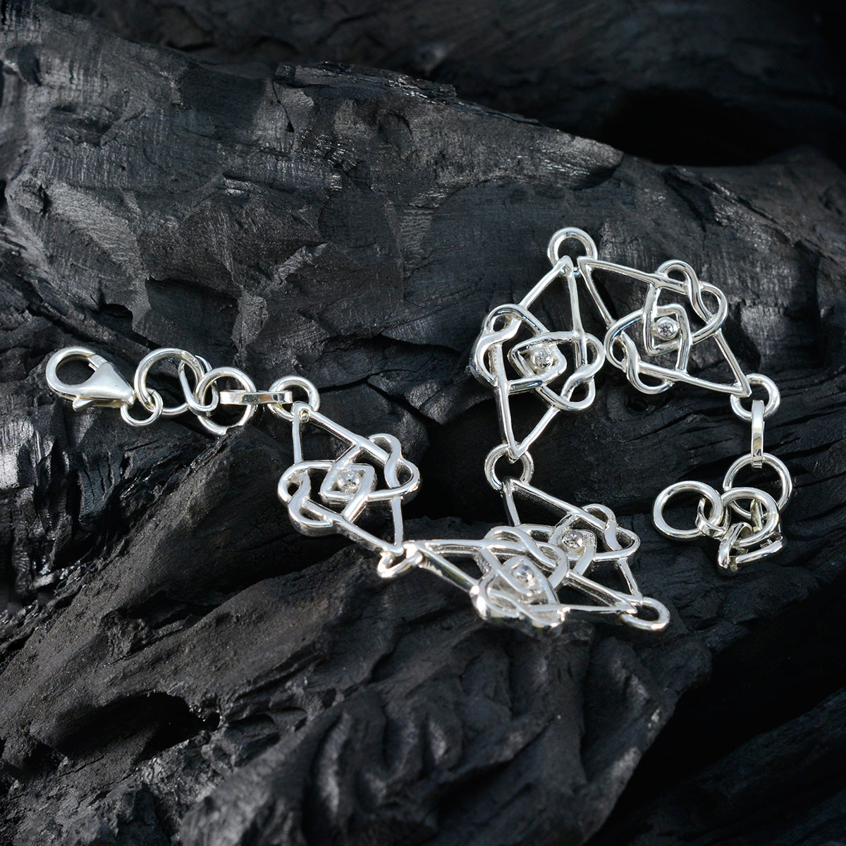 White CZ Environment Day Featherlight White 92.5 Silver Links Bracelet