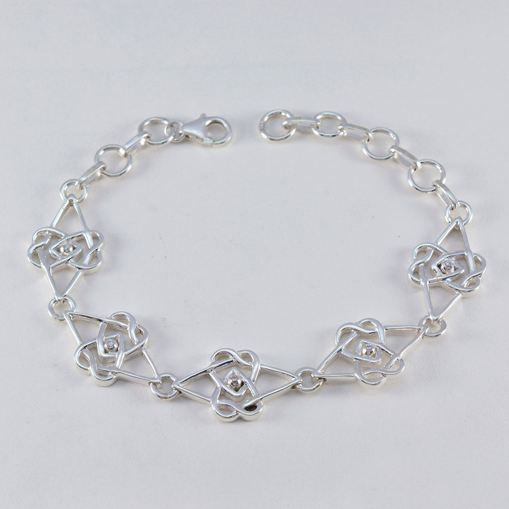 White CZ Environment Day Featherlight White 92.5 Silver Links Bracelet