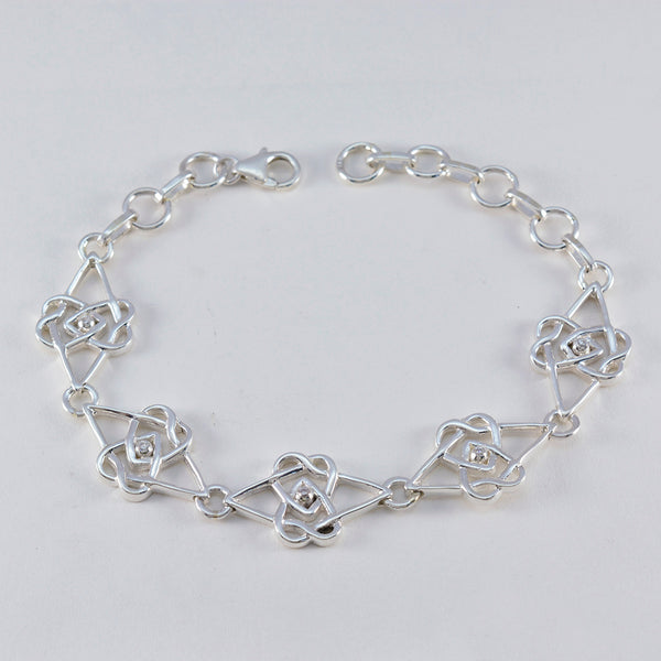 White CZ Environment Day Featherlight White 92.5 Silver Links Bracelet