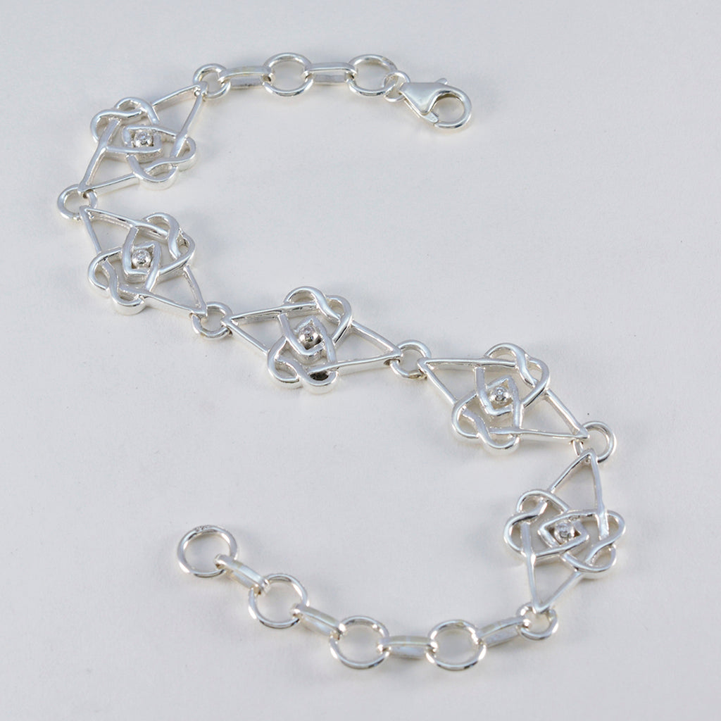 White CZ Environment Day Featherlight White 92.5 Silver Links Bracelet