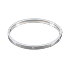 White CZ Food Day Minimal White Sterling Silver Hinged Bangle Bracelet