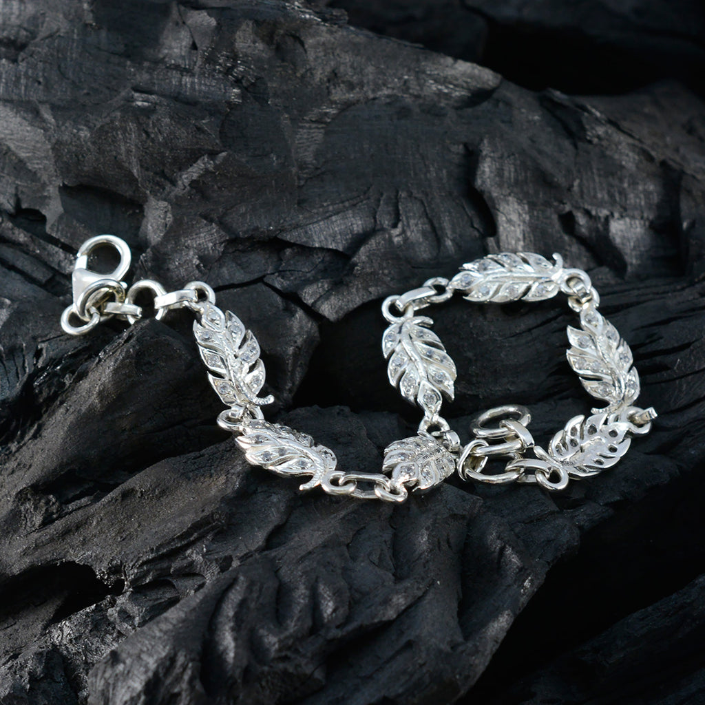 White CZ Gin Day Elegant White Silver Links Bracelet