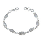 White CZ Gin Day Elegant White Silver Links Bracelet