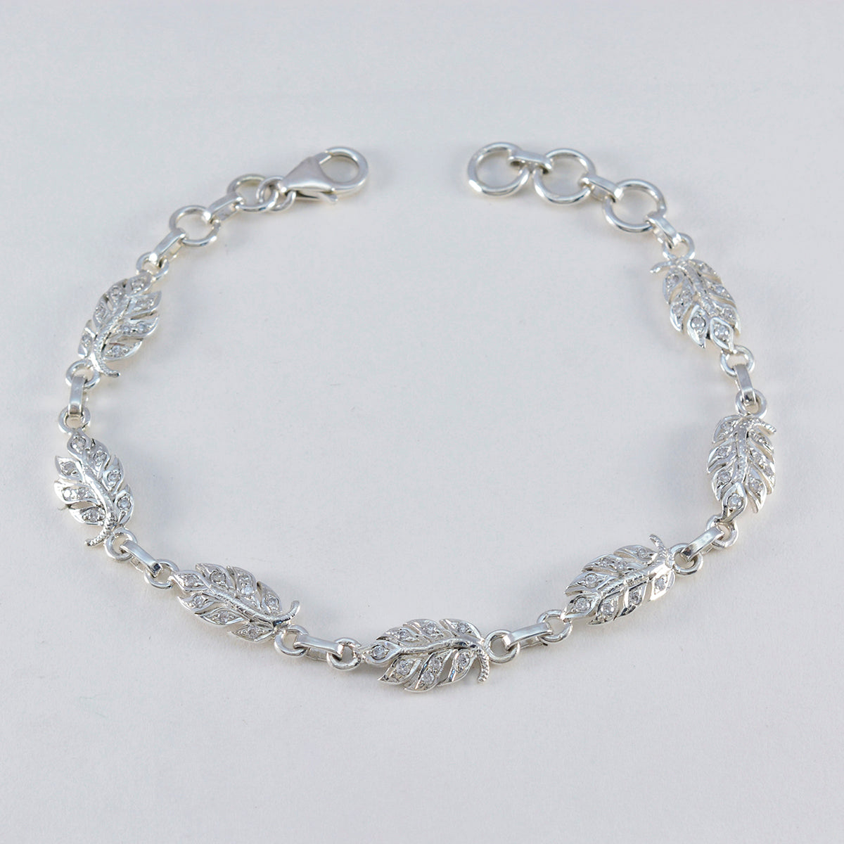 White CZ Gin Day Elegant White Silver Links Bracelet
