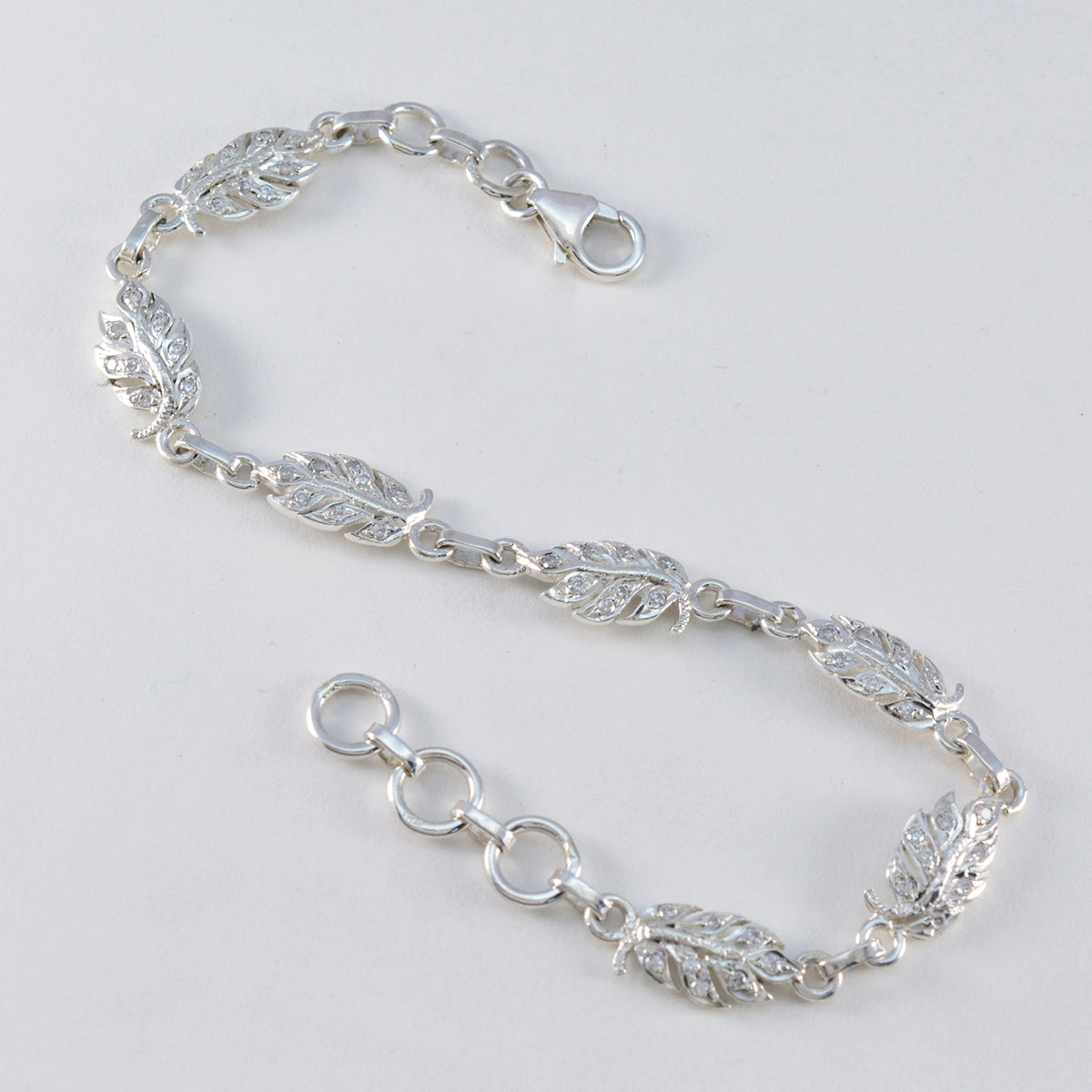 White CZ Gin Day Elegant White Silver Links Bracelet