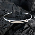 White CZ Guacamole Day Dainty White Sterling Silver Bangle Bracelet