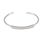 White CZ Guacamole Day Dainty White Sterling Silver Bangle Bracelet